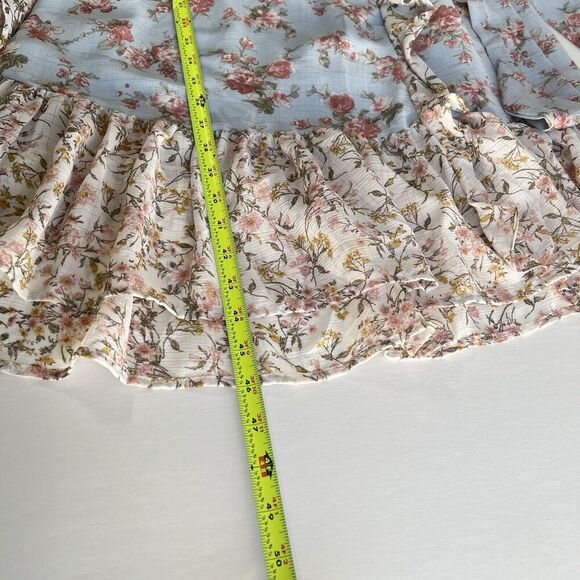 Anthropologie By the River Women Dress S Blue Floral Cottagecore Ruffle Peasant - Picture 13 of 13